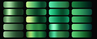 Yeşil metal gradyan koleksiyonu. Yeşil eğimler belirlendi