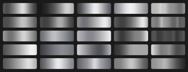 Gri metal eğimleri ayarlandı. Metalik gradyan koleksiyonu. Gümüş gradyanlar