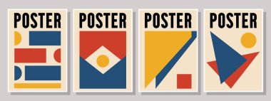 Retro grafik tasarım kapakları ayarlandı. Klasik geometrik posterler. Renkli poster şablonları