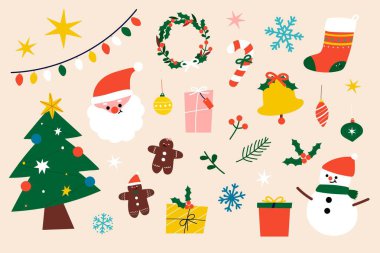 Şenlikli Noel tasarım element vektörü