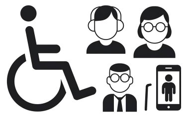 Accessibility icons set with high-contrast design for visibility clipart