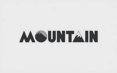 Minimalist typography with a mountain peak, in a monochromatic color scheme clipart