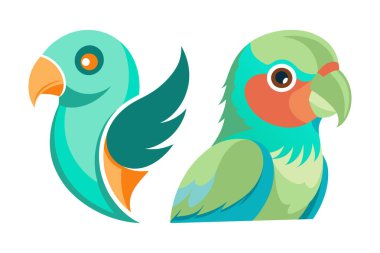 Aqua turquoise peach faced love bird logo, peach faced love bird vector clipart