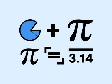 Farklı matematik sembolleri ve sayılarıyla minimist Pi Günü simgesi seti