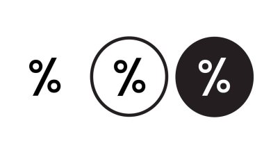 percent icon black outline logo for web site design and mobile dark mode apps Vector illustration on a white background