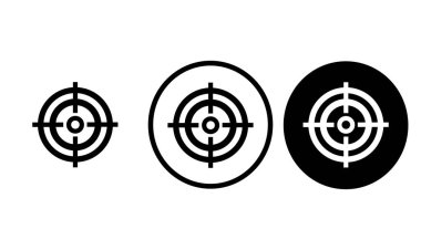 Web sitesi tasarımı ve taşınabilir karanlık kip uygulamaları için hedef siyah çizgisi beyaz arkaplan üzerindeki simge çekimleri