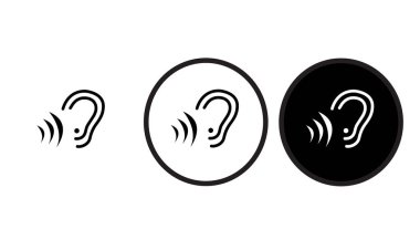 Web sitesi tasarımı ve mobil karanlık mod uygulamaları için simge dinle siyah anahat beyaz arkaplan üzerinde Vektör illüstrasyonuName