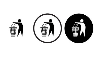 Web sitesi tasarımı ve mobil karanlık mod uygulamaları için genel atık simgesi ana hatları logosu beyaz arkaplan üzerinde Vektör illüstrasyonu