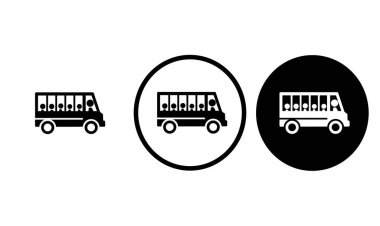 Web sitesi tasarımı ve mobil karanlık mod uygulamaları için simge okul otobüsü siyah hatları beyaz arkaplan üzerinde Vektör illüstrasyonu