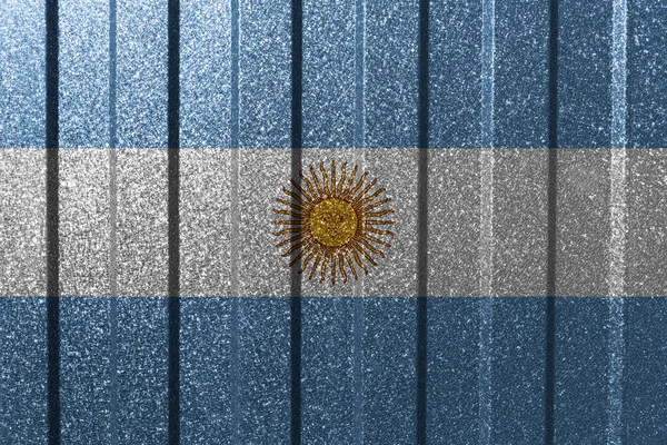 Bandeira Texturizada Argentina Parede Metal Fundo Geométrico Abstrato Natural Colorido — Fotografia de Stock
