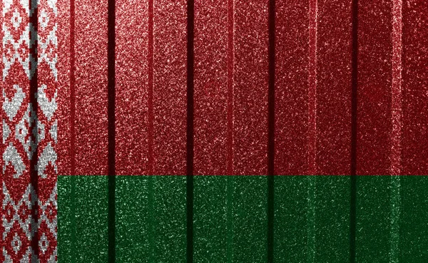 Hvideruslands Teksturerede Flag Metalvæg Farverig Naturlig Abstrakt Geometrisk Baggrund Med - Stock-foto