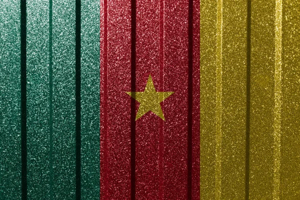 Bandera Texturizada Camerún Sobre Pared Metálica Fondo Geométrico Abstracto Natural —  Fotos de Stock