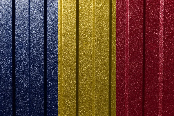 Σημαία Του Τσαντ Μεταλλικό Τοίχο Πολύχρωμο Φυσικό Αφηρημένο Γεωμετρικό Υπόβαθρο — Φωτογραφία Αρχείου
