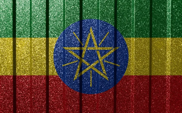 Etiopiens Flagga Metallväggen Färgglada Naturliga Abstrakt Geometrisk Bakgrund Med Linjer — Stockfoto