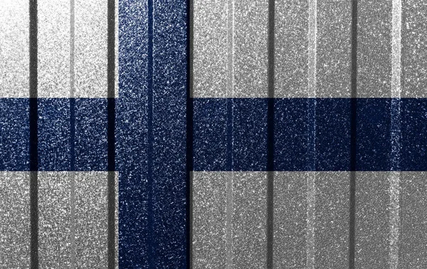 Flaga Teksturowana Finlandii Metalowej Ścianie Kolorowe Naturalne Abstrakcyjne Geometryczne Tło — Zdjęcie stockowe