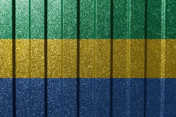 Metal Duvarda Gabon Desenli Bayrağı Çizgileri Olan Renkli Doğal Soyut — Stok fotoğraf