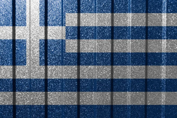 Σημαία Υφασμένη Της Ελλάδας Μεταλλικό Τοίχο Πολύχρωμο Φυσικό Αφηρημένο Γεωμετρικό — Φωτογραφία Αρχείου