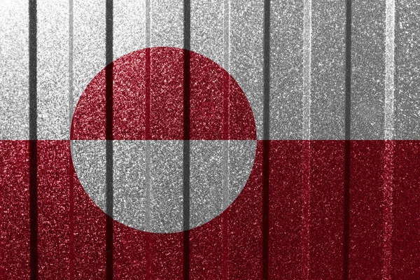 Grönland Texturált Zászlója Fémfalon Színes Természetes Absztrakt Geometriai Háttér Vonalak — Stock Fotó