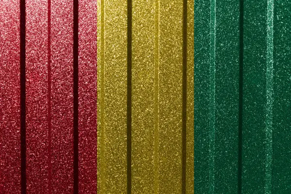Textured Flag Guinea Metal Wall Colorful Natural Abstract Geometric Background — Stock Photo, Image