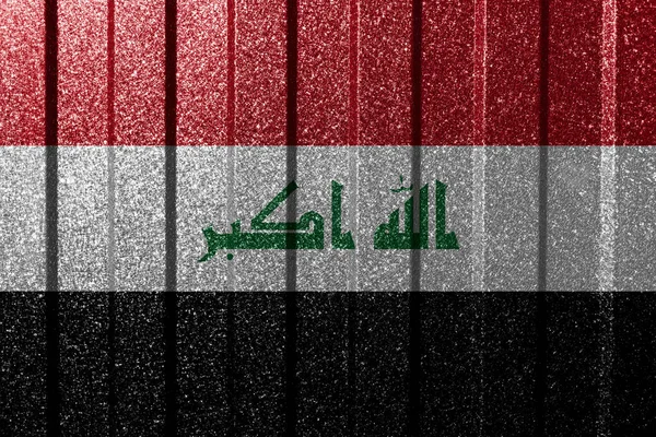 Strukturierte Flagge Des Irak Einer Metallwand Bunte Natürliche Abstrakte Geometrische — Stockfoto