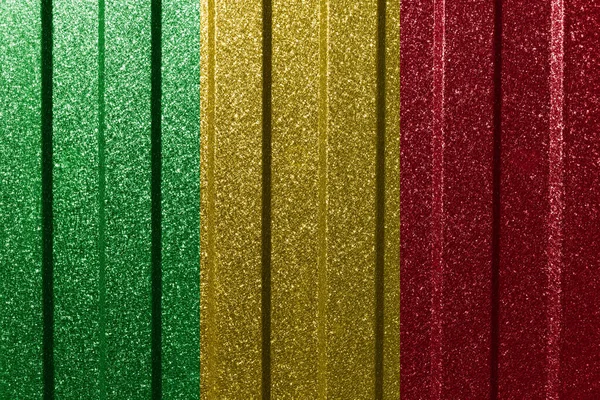 Textured Flag Mali Metal Wall Colorful Natural Abstract Geometric Background — Stock Photo, Image