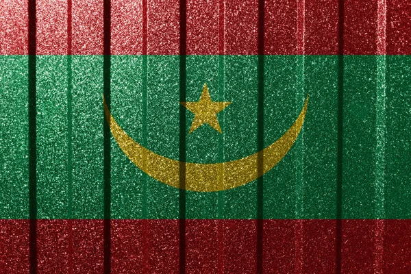 Mauritánia Texturált Zászlója Fémfalon Színes Természetes Absztrakt Geometriai Háttér Vonalak — Stock Fotó