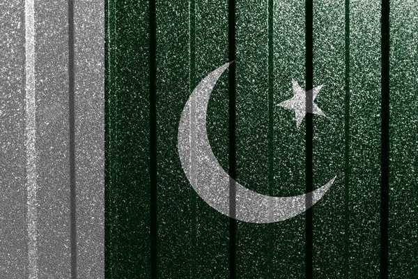 Текстурированный Флаг Пакистана Металлической Стене Красочный Естественный Абстрактный Геометрический Фон — стоковое фото