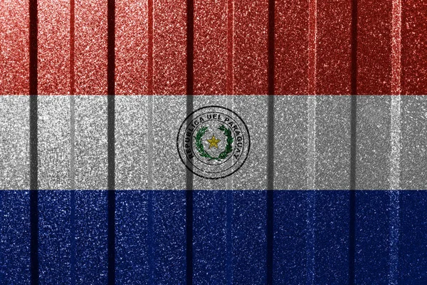 Текстурированный Флаг Парагвая Металлической Стене Красочный Естественный Абстрактный Геометрический Фон — стоковое фото