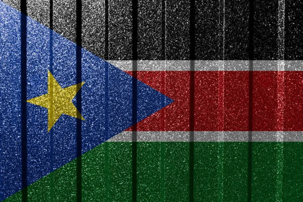 Bandiera Strutturata Del Sud Sudan Parete Metallica Colorato Sfondo Geometrico — Foto Stock