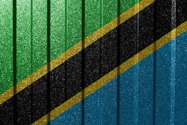 Bandiera Strutturata Della Tanzania Parete Metallica Colorato Sfondo Geometrico Astratto — Foto Stock