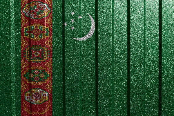 Bandeira Texturizada Turquemenistão Parede Metal Fundo Geométrico Abstrato Natural Colorido — Fotografia de Stock