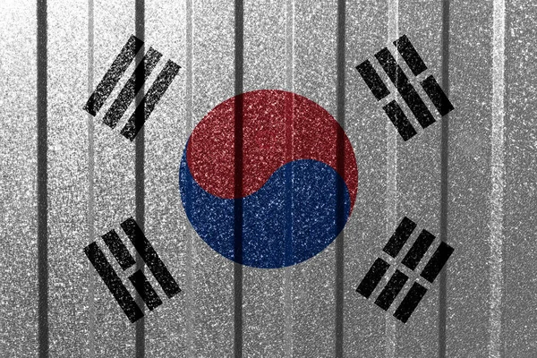 Σημαία Της Νότιας Κορέας Μεταλλικό Τοίχο Πολύχρωμο Φυσικό Αφηρημένο Γεωμετρικό — Φωτογραφία Αρχείου