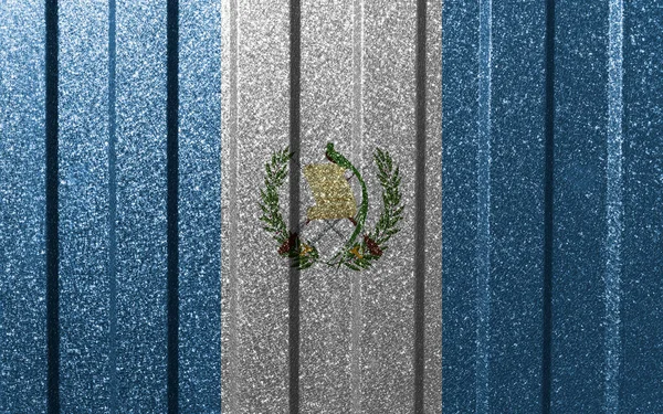 金属製の壁にグアテマラの国旗が描かれている 線のあるカラフルな自然抽象幾何学的背景 — ストック写真
