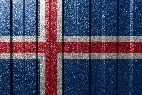 Textured Flag Iceland Metal Wall Colorful Natural Abstract Geometric Background — Stock Photo, Image