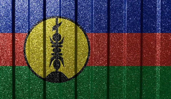 Bandeira Texturizada Nova Caledônia Parede Metal Fundo Geométrico Abstrato Natural — Fotografia de Stock