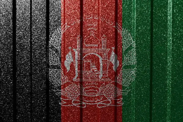 Текстурований Прапор Афганістану Металевій Стіні Кольорове Природне Абстрактне Тло Лініями — стокове фото
