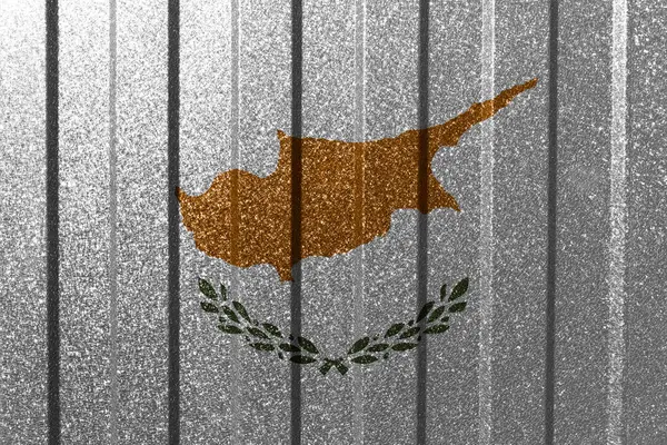 金属壁にキプロスの繊維旗 線のあるカラフルな自然抽象幾何学的背景 — ストック写真