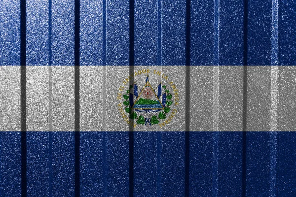 Прапор Сальвадору Металевій Стіні Кольорове Природне Абстрактне Тло Лініями — стокове фото