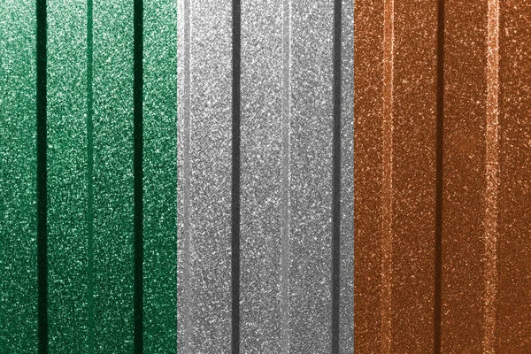 Bandeira Texturizada Irlanda Parede Metal Fundo Geométrico Abstrato Natural Colorido — Fotografia de Stock