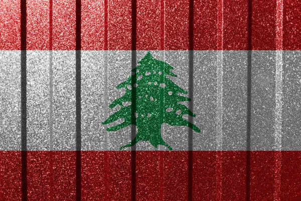 Metal Duvarda Lübnan Desenli Bayrağı Çizgileri Olan Renkli Doğal Soyut — Stok fotoğraf