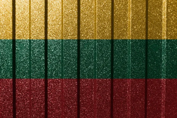 Литовський Прапор Металевій Стіні Кольорове Природне Абстрактне Тло Лініями — стокове фото