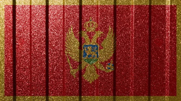 Montenegró Texturált Zászlója Fémfalon Színes Természetes Absztrakt Geometriai Háttér Vonalak — Stock Fotó