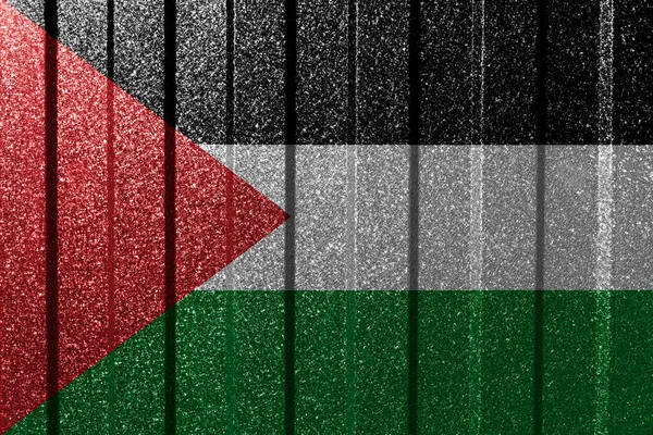 Textured Flag Palestine Metal Wall Colorful Natural Abstract Geometric Background — Stock Photo, Image