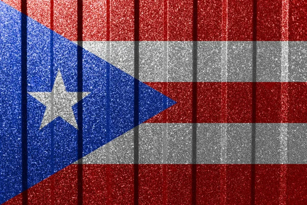 Porto Riko Nun Desenli Bayrağı Metal Duvarda Çizgileri Olan Renkli — Stok fotoğraf