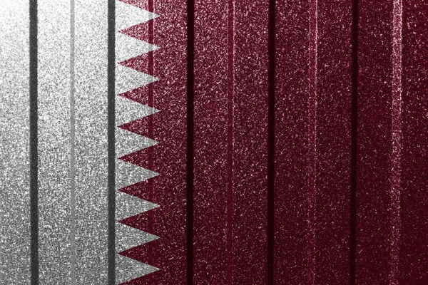 Strukturovaná Vlajka Kataru Kovové Stěně Barevné Přírodní Abstraktní Geometrické Pozadí — Stock fotografie