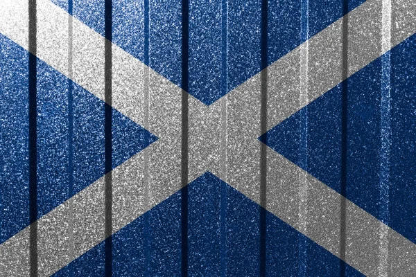 Skottlands Flagga Metallvägg Färgglada Naturliga Abstrakt Geometrisk Bakgrund Med Linjer — Stockfoto