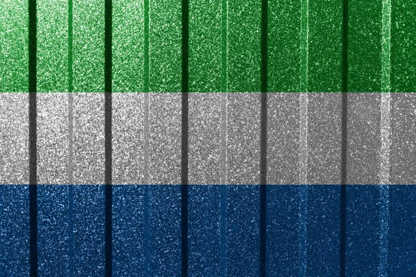 Σημαία Σιέρα Λεόνε Μεταλλικό Τοίχο Πολύχρωμο Φυσικό Αφηρημένο Γεωμετρικό Υπόβαθρο — Φωτογραφία Αρχείου