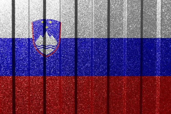 Szlovén Zászló Fémfalon Színes Természetes Absztrakt Geometriai Háttér Vonalak — Stock Fotó