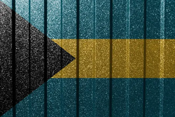 Bandiera Strutturata Delle Bahamas Parete Metallica Colorato Sfondo Geometrico Astratto — Foto Stock