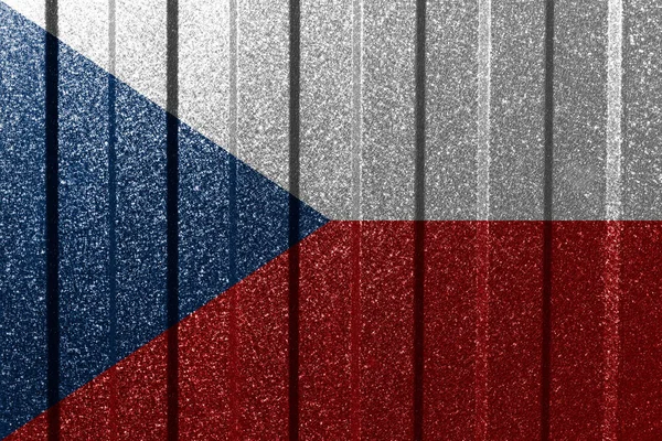 Σημαία Τσεχίας Μεταλλικό Τοίχο Πολύχρωμο Φυσικό Αφηρημένο Γεωμετρικό Υπόβαθρο Γραμμές — Φωτογραφία Αρχείου